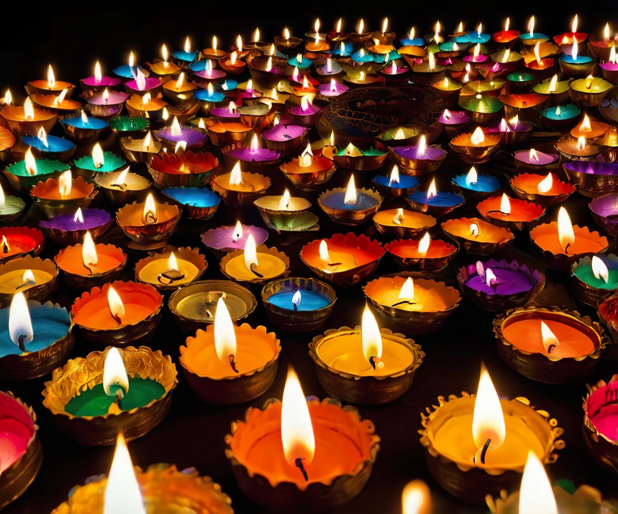 colorful lit candles