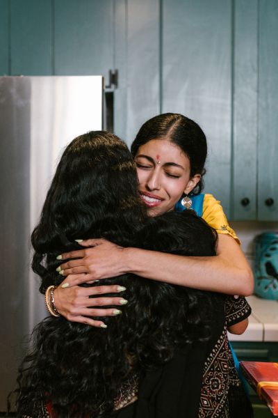 two women hugging
